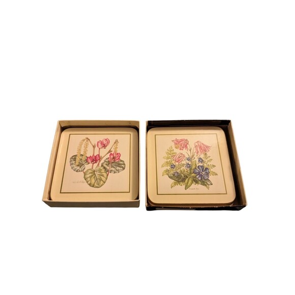 Clover Leaf Melamine Cork Back Botanical Table Mats Boxed Set of 6 - UK VTG MCM - Picture 15 of 16
